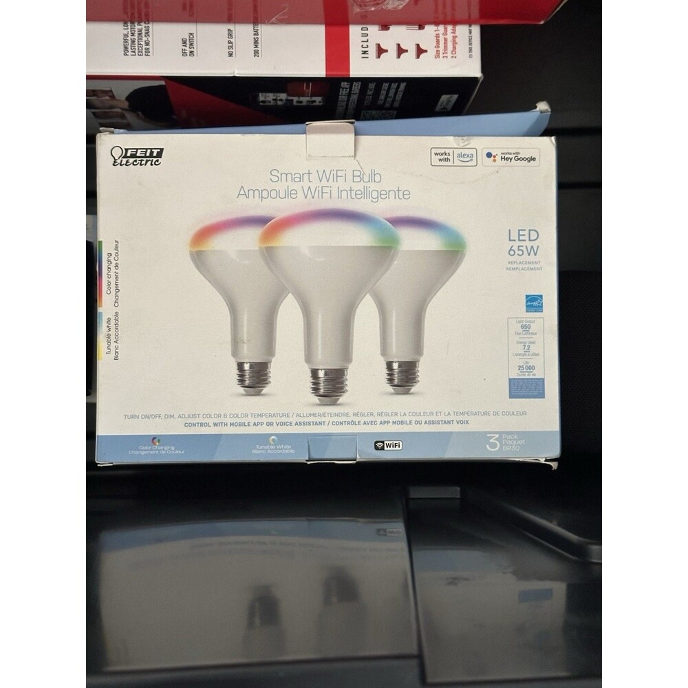Feit Electric Smart Wifi Bulb 65W EQ LED Flood Light Bulb (3-Pack) Color Adjust